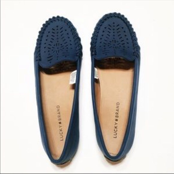 Lucky Brand Shoes - Lucky Brand Navy Blue Laser Cut Flats